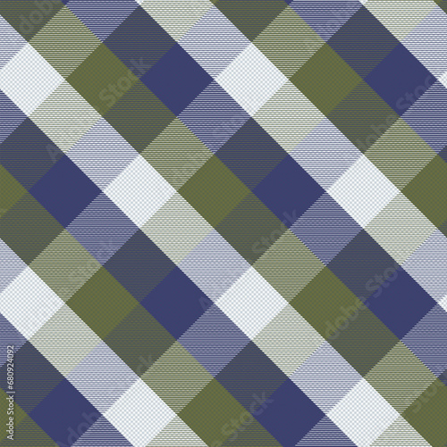 Diagonal Gingham Indigo Navy Blue and Orange Geometric Traditional Ethnic, Plaid Pattern