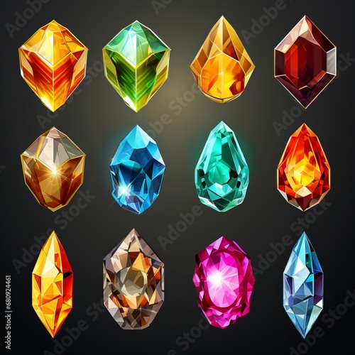 a collection of different colored gems