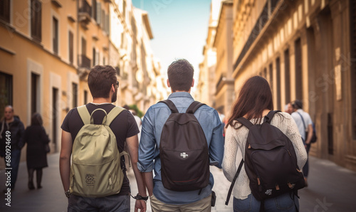 a group friend walking in city for traveling