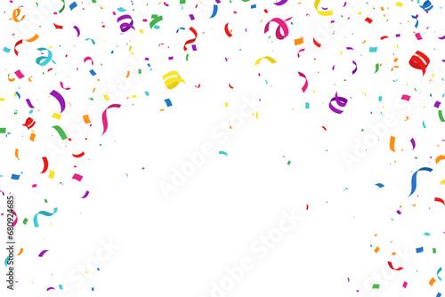 Strew festive colorful confetti on a white background isolated. Vector