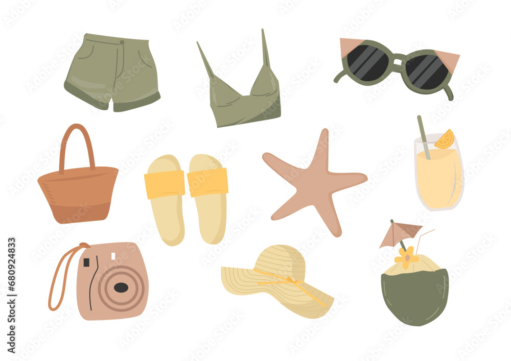 Simpel and Minimalist Summer Illustration Set Simpel and Minimalist Summer Illustration Set