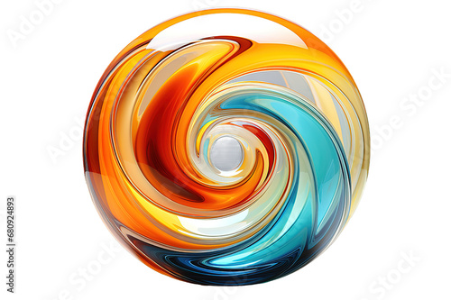 3d render of abstract glass sphere with blur and dispersion effect with organic object inside in curved smooth shapes in matte aluminium material isolated on a Transparent background. Generative AI