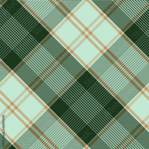 Diagonal Gingham Scottish Plaid, Stewart Dress Modern Tartan Seamless Pattern, Traditional Colors in Dark Green with Herringbone Line Grid