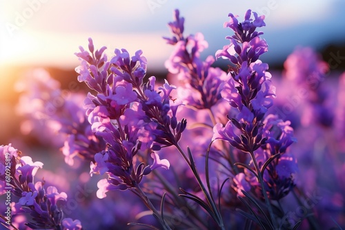 Capture the serene beauty of a lavender field at golden hour,