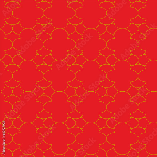 Geometric set of seamless red and gold patterns. Simpless vector graphics