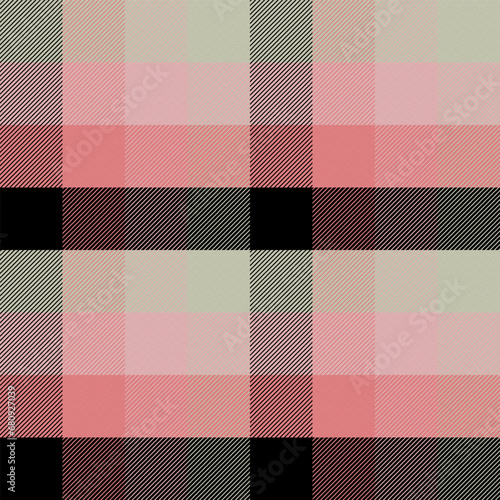Plaid Seamless Pattern Diagonal gingham Black , Pink Colorful Scale, EPS10 Vector Graphic with Herringbone for autumn winter scarf, flannel shirt, other modern fashion textile print.