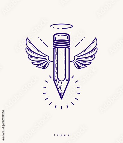 Pencil with wings and nimbu...