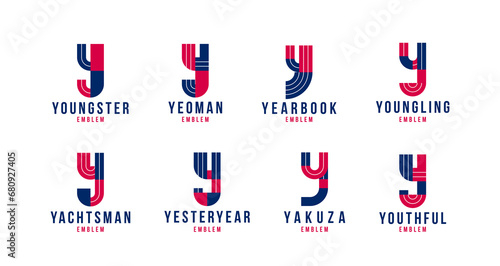 Letter y logo elements set,...