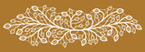 Floral vector design with leaves and branches over dark, classical elegant fashion style banner or text divider for design, luxury vintage linear emblem or frame element.