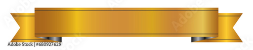Gold ribbon isolated element for decoration.