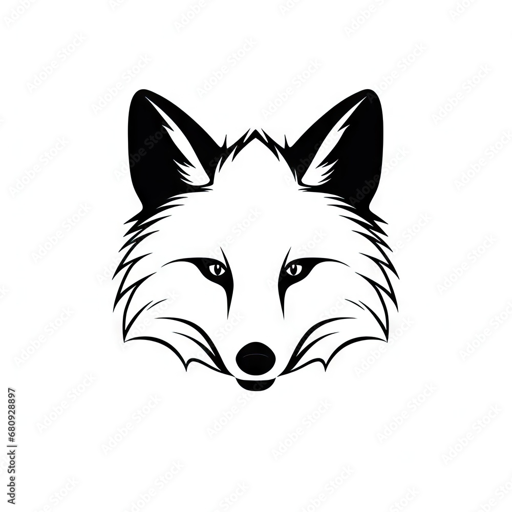 Naklejka premium Fox Head Icon, Minimal Coyote Portrait, Vulpes Face Silhouette, Polar Fox Icon