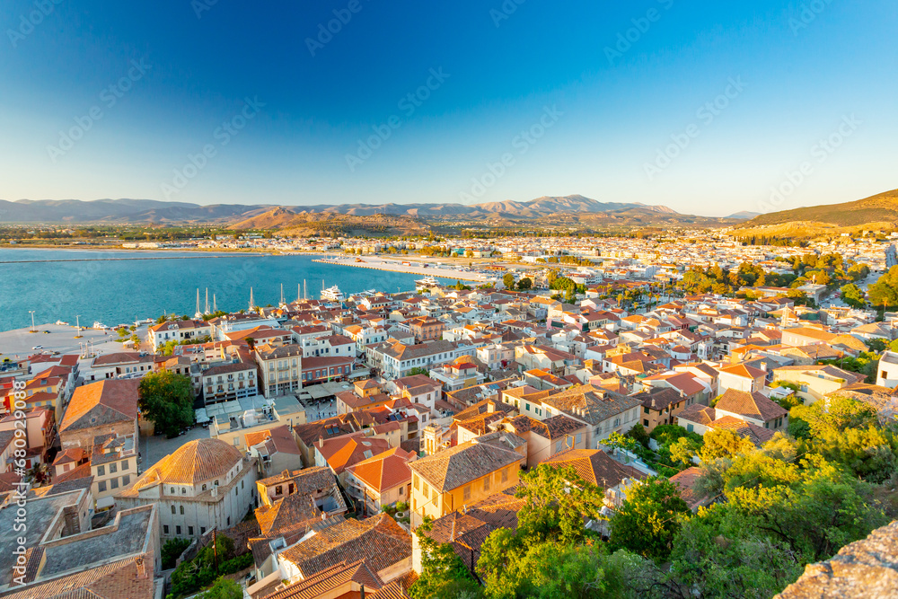 Nafplio, Greece. View over the city from Palamidi Fortress	
