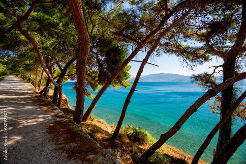 Nafplio  Greece. Walking path by the sea