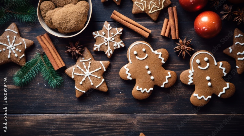 Christmas gingerbread man cookies and spices stock photo Christmas gingerbread man cookies and spices stock photo