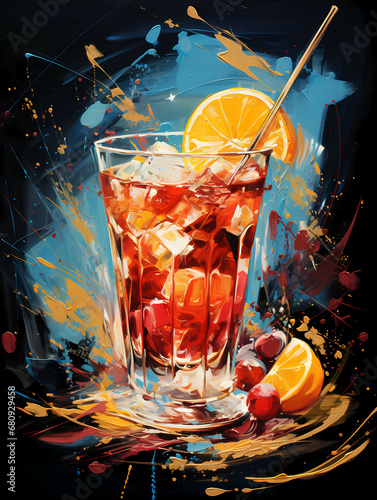 A Glass Of Ice Tea With Orange Slices And A Straw - Blood and Sand Cocktail