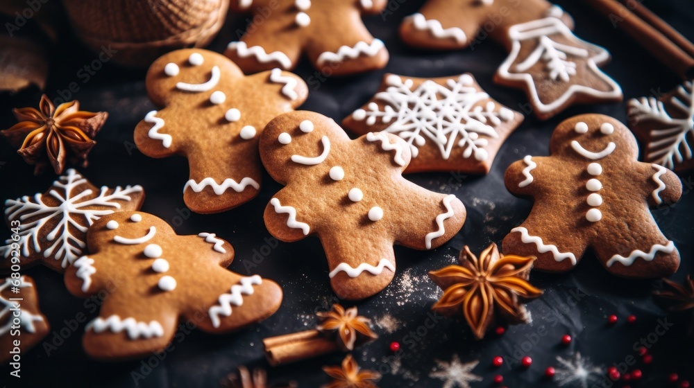 Christmas gingerbread man cookies and spices stock photo Christmas gingerbread man cookies and spices stock photo