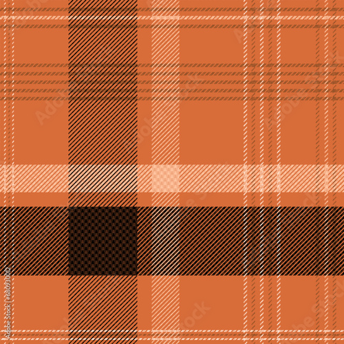 Lumberjack plaid check seamless pattern in black and orange collection. Scottish seamless tartan classic line grid for textile 