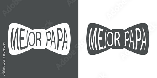 Día del Padre. Silueta de corbata de lazo con letras de mejor papá en texto manuscrito en español para su uso en felicitaciones y tarjetas