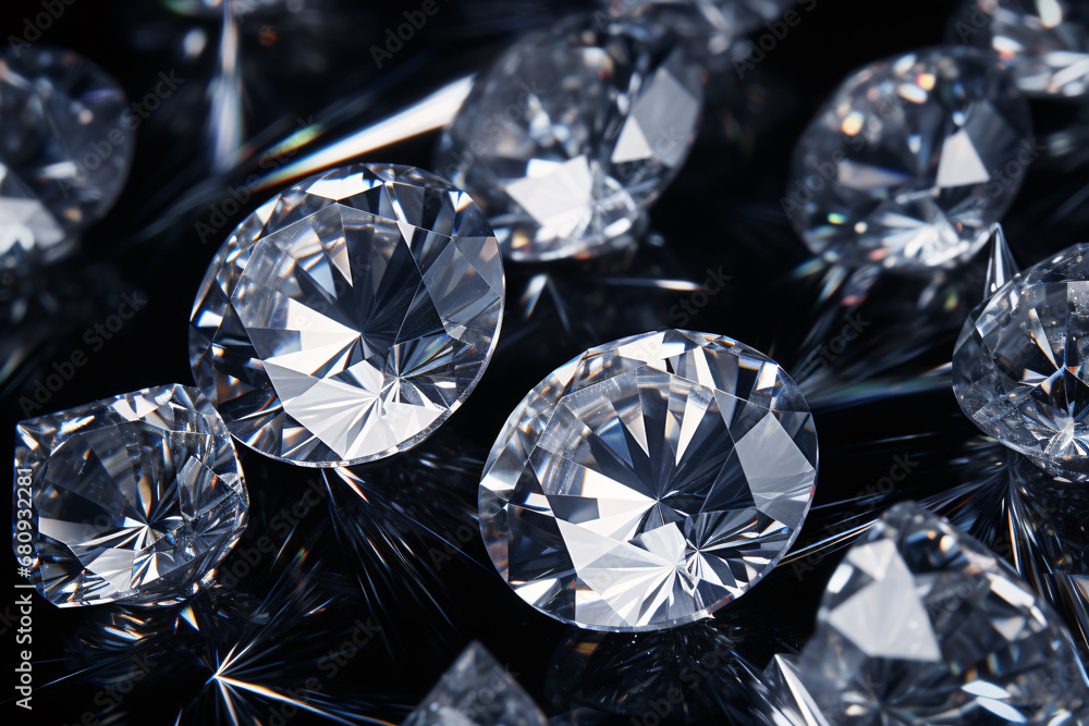 .3D Diamond Cluster on Black Background .3D Diamond Cluster on Black Background