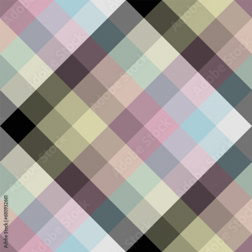 Diagonal gingham Ivory Colorful Scale Plaid Pattern Seamless Vector Graphic with Herringbone . Simple Windowpane Line Tartan Check