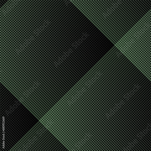 Black and Light Green Abstract Plaid Pattern Seamless Vector Graphic. Simple windowpane line dot grid
