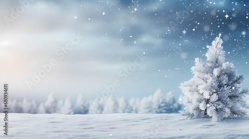 Beautiful winter background image of frosted spruce