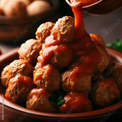 Saftige Hackbällchen in aromatischer Tomatensoße photo