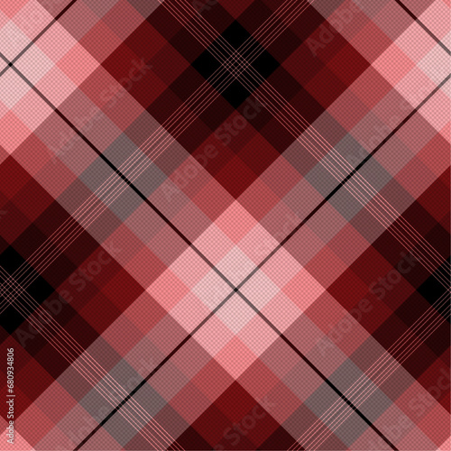 Colorful Maroon, Black, Diagonal Gingham Lumberjack Plaid Seamless Pattern, Buffalo Check Tartan Vector Pixel