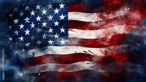 American flag on abstract background 