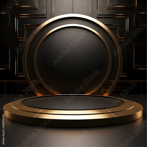 The black and gold background has a simple, elegant, aggressive style theme. Product props