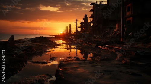 evening in bombed city