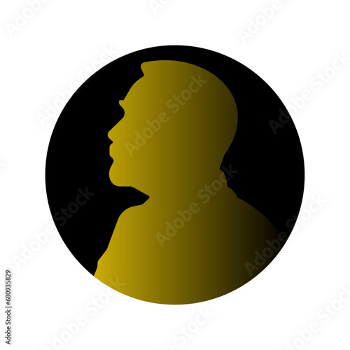 Nobel medal. Flat Nobel silhouette on black background. Vector illustration.