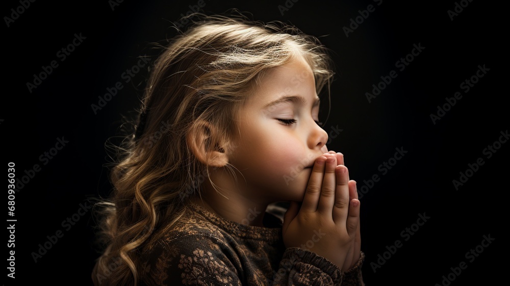Child's Innocent Prayer: Little Girl with Hands Folded Child's Innocent Prayer: Little Girl with Hands Folded