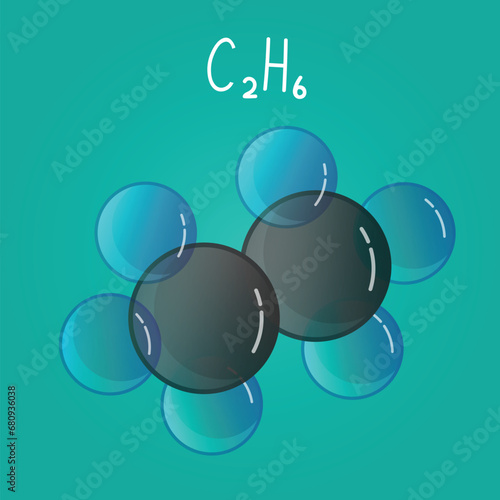 Cartoon Ethane C2H6 Molecule photo