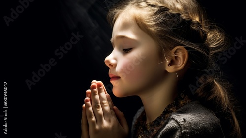 Child s Innocent Prayer  Little Girl with Hands Folded