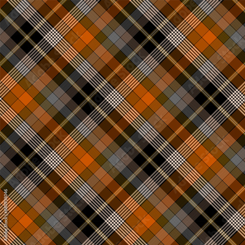Abstract Burnt Orange, Black Check, Tartan Plaid Seamless Pttern Vector Image, EPS10 Illustration