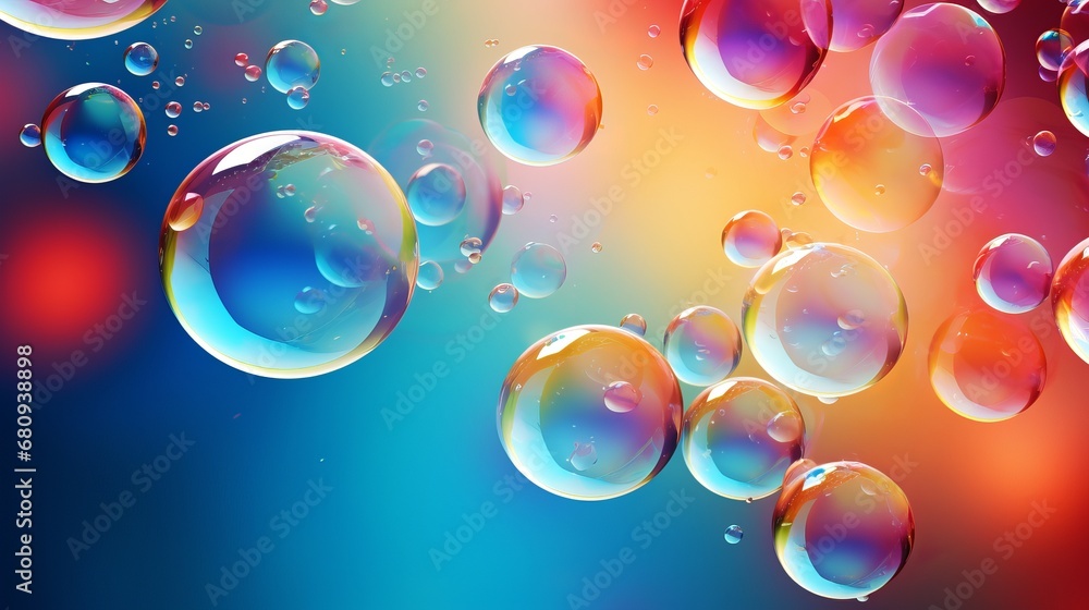 colored background with soap bubbles