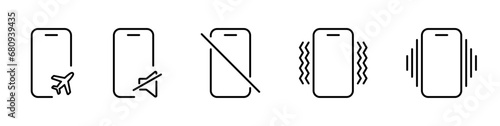 Mobile phone vector icon. Phone mode mute, vibration, silent, sound, ring