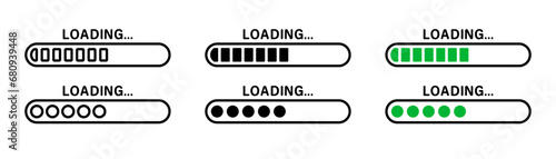Loading icon set. Loading bar progress. Buffer download icon