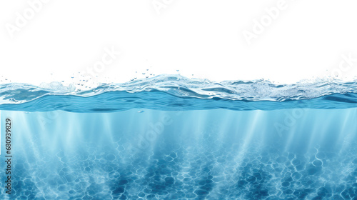 Water wave underwater blue ocean isolated on cutout PNG transparent background