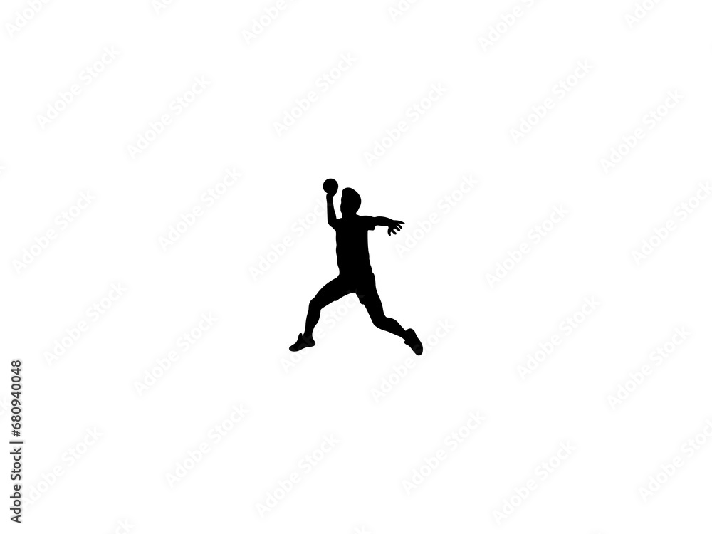 Handball Player Silhouette isolated on white background Handball Player Silhouette isolated on white background