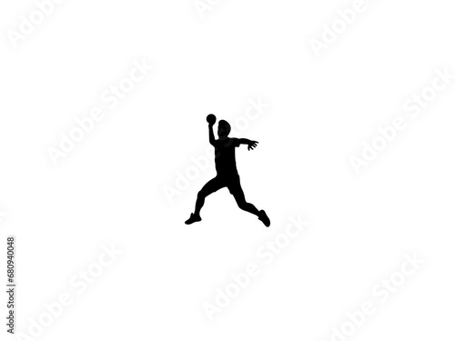 Handball Player Silhouette isolated on white background