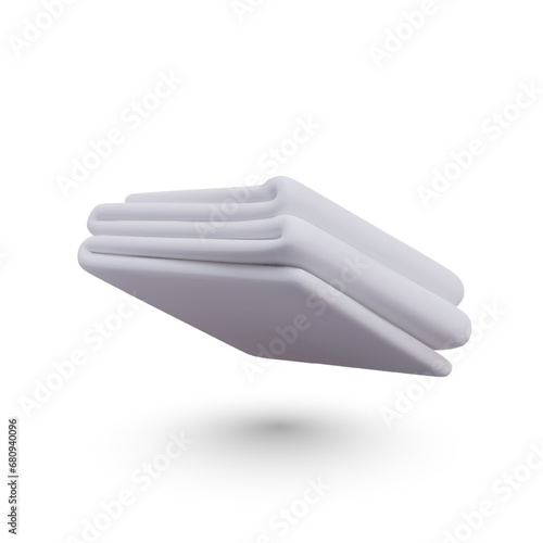 3d realistic pack of white towels. Side view on clean towels for bathroom. Body care concept. Vector illustration in 3d realistic style with place for text