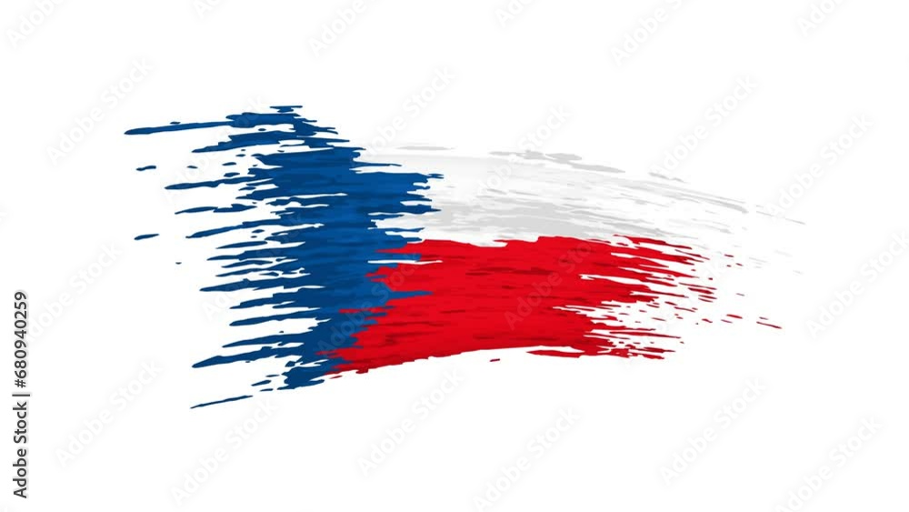 Czech Republic flag animation. Brush painted czechia flag, white background. Brush strokes, grunge. Czech Republic state patriotic national banner template. Animated design element, seamless loop Czech Republic flag animation. Brush painted czechia flag, white background. Brush strokes, grunge. Czech Republic state patriotic national banner template. Animated design element, seamless loop