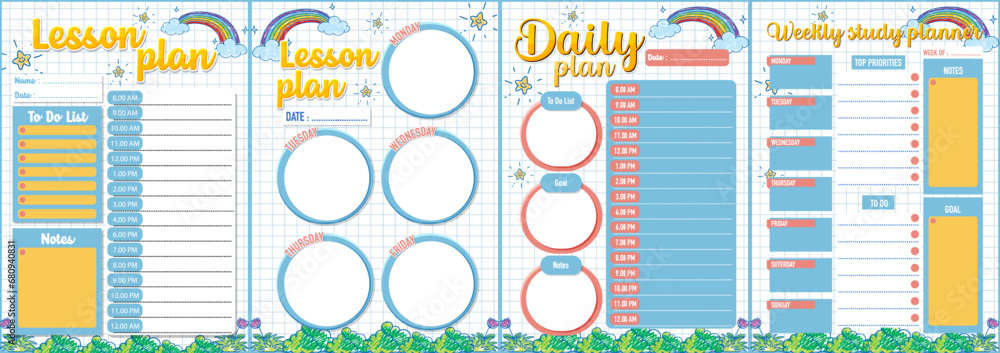 Obraz premium Student Lesson Plan and To-Do List Template