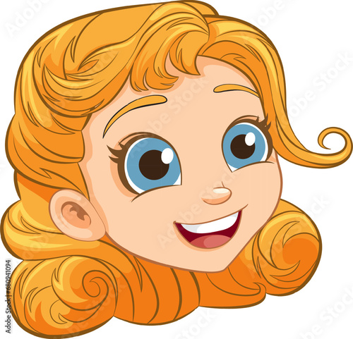 Smiling Cartoon Girl with Playful Expression