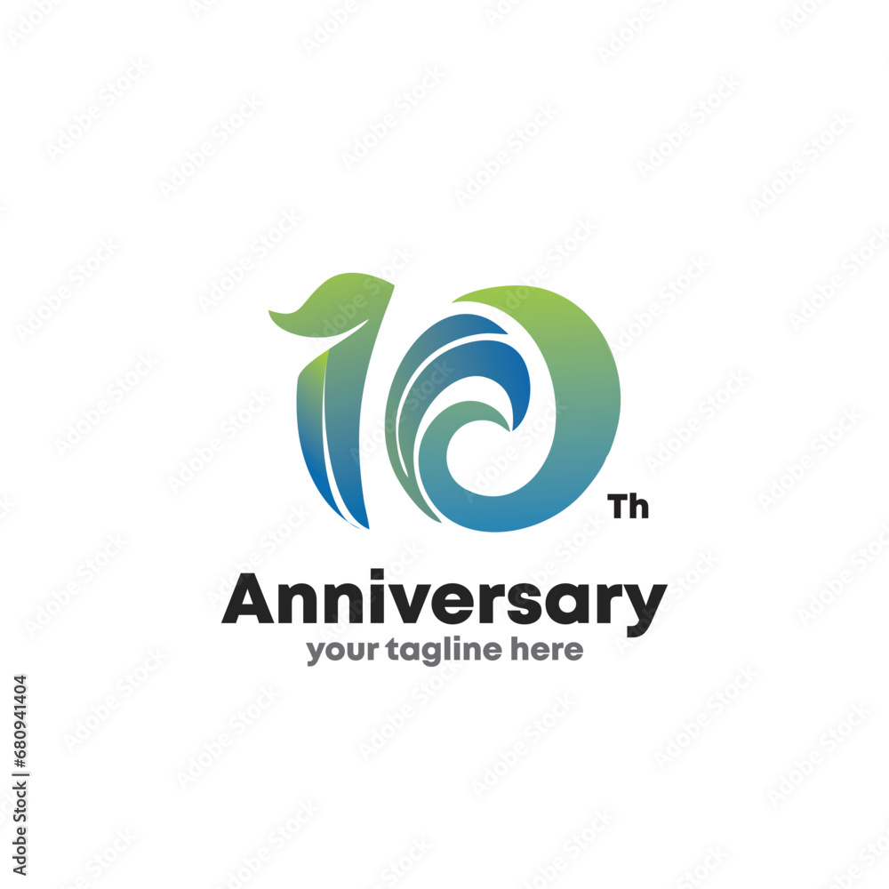 10th Anniversary logotype design, Ten years Celebrating Anniversary Logo, Golden Luxury and Retro Serif Number 10 Letters, Elegant Classic Logo for Congratulation celebration event, greeting.