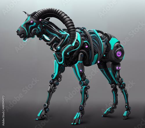Goat cyborg. Digital illust...