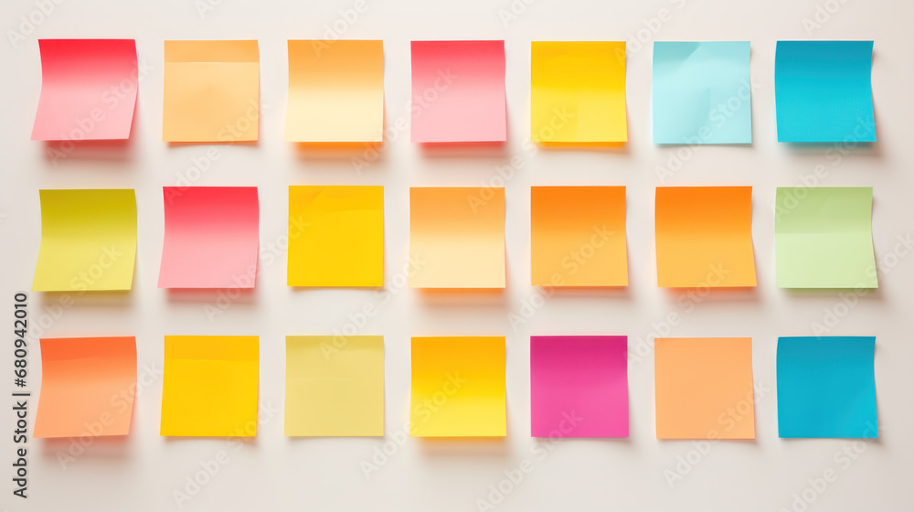 Colorful Sticky Notes in Abstract Arrangement