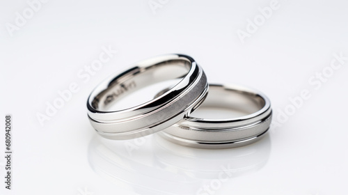 Elegant Platinum Wedding Rings on Minimalist Background